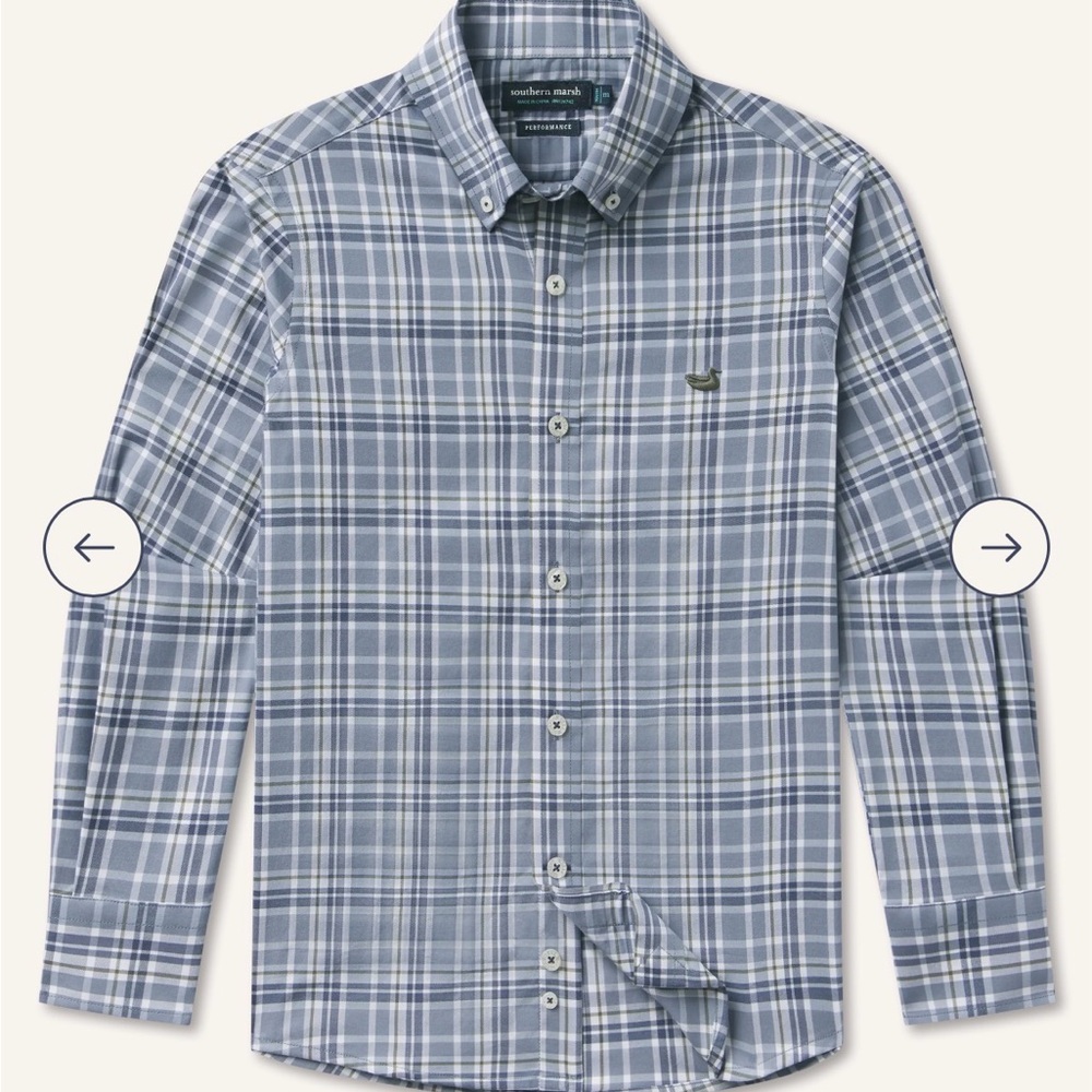 Southern Marsh Light Blue & White Plaid Button-Down Shirt